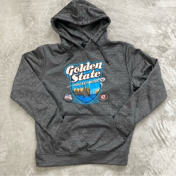 Golden State Hockey Rush Dark Heather Grey Pullover Hoodie Kangaroo Pockets Sml - Picture 1 of 8